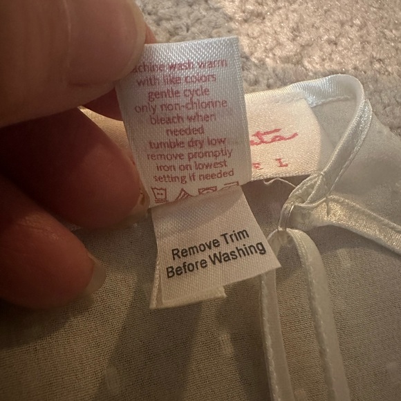 Oscar de la Renta Nightgown with feathers Adjustable strap Large white - Picture 10 of 12